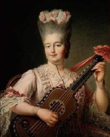 Francois-Hubert Drouais Madame Clotilde playing the guitar Norge oil painting art